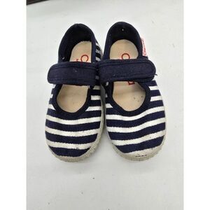 Cienta Kids Navy & White Striped Canvas Mary Jane Shoes Size 20